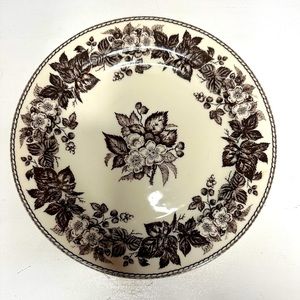 TWO'S COMPANY BROWN TRANSFERWARE WALL DECORATIVE PLATE 9 1/2" BROWN FLORAL